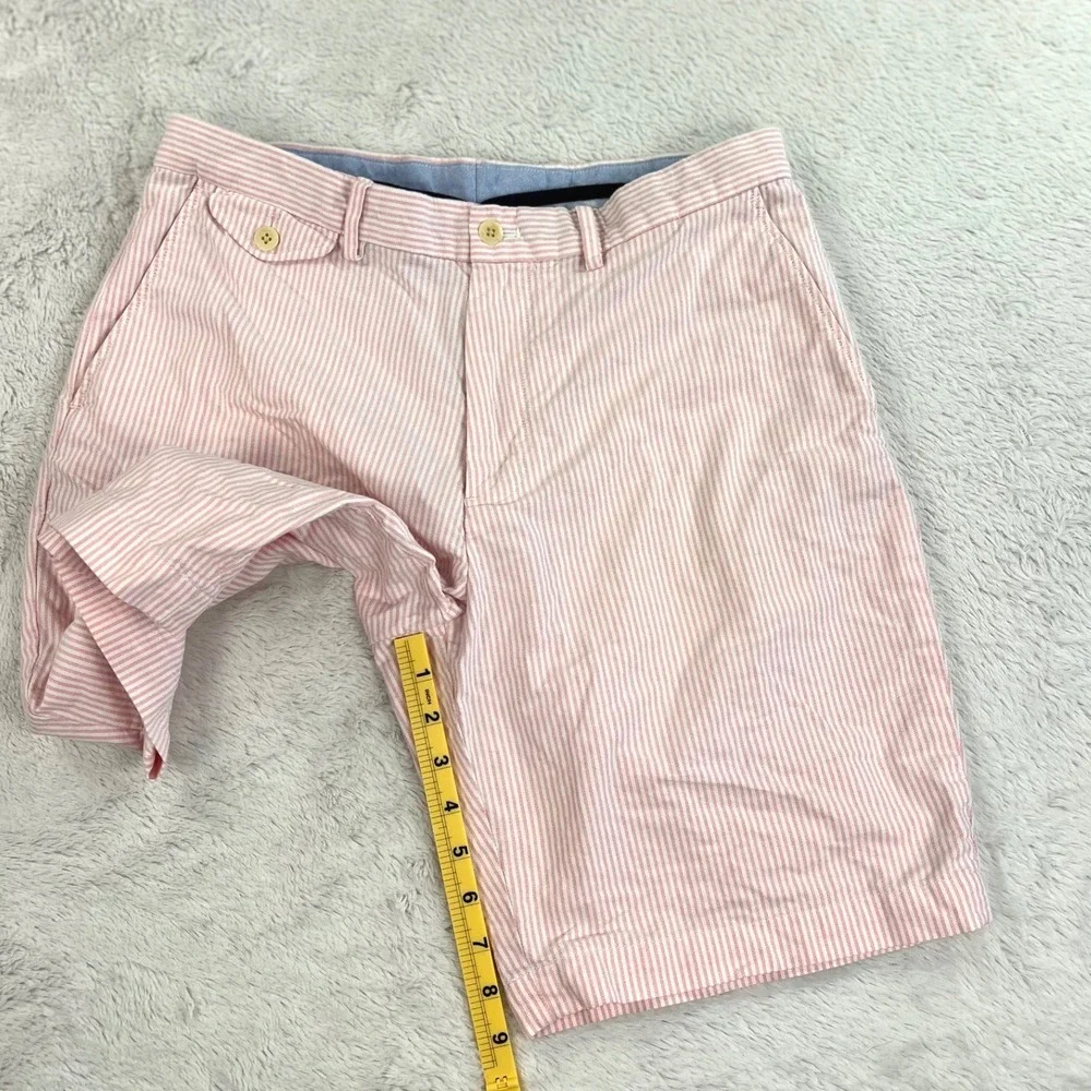 Polo Golf Ralph Lauren Shorts‎ Men's 33 Pink White Cotton Striped Chino 9